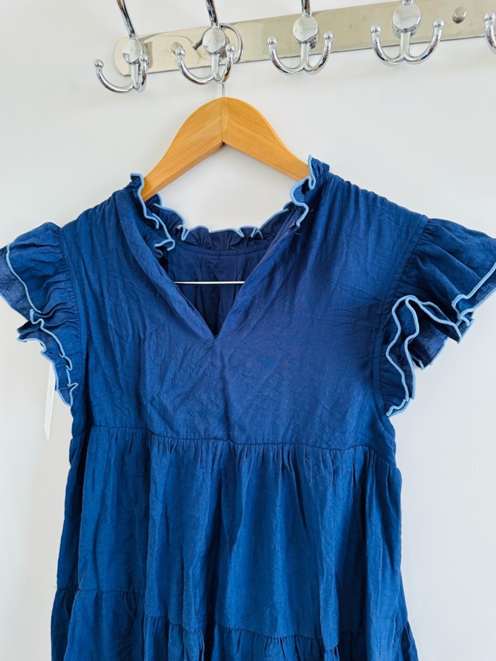 English Factory Navy Ruffle Sleeve Mini Dress - Picture 4 of 10
